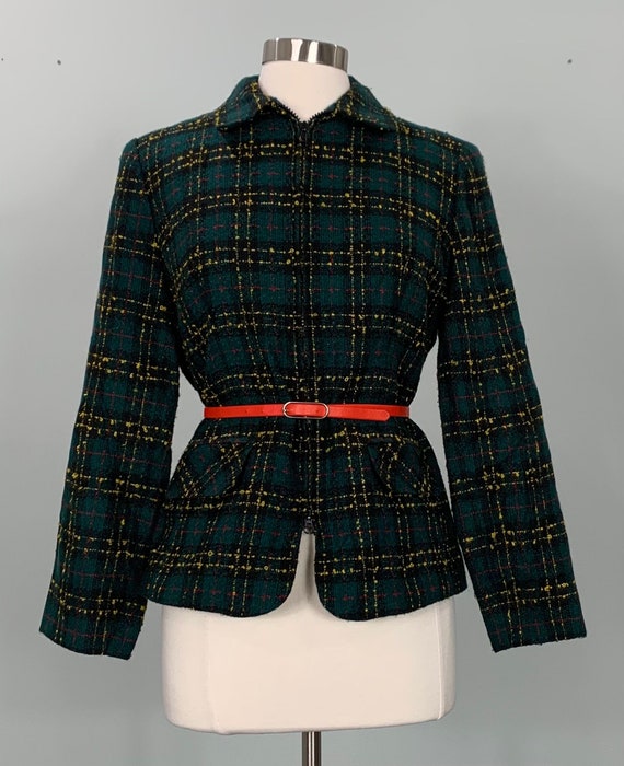 Hunter Green and Red Plaid Blazer by Sag Harbor -… - image 1