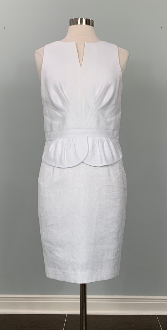 White Fitted Peplum Dress by Kay Unger - Size 4/6 