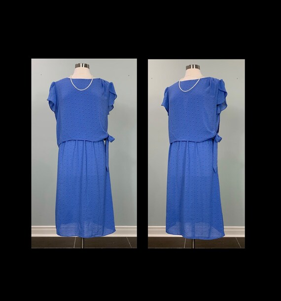Blue Secretary Dress by Jenny - Size 12/14 - 80s … - image 10