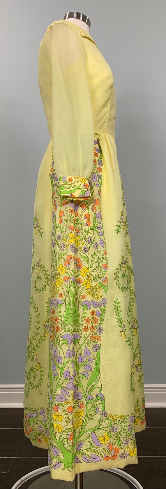 60s Alfred Shaheen Yellow Maxi Dress - 1960s Host… - image 6