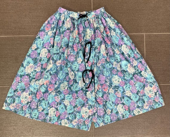 Blue and Purple Floral Circle Skirt - Size 00 - 5… - image 9