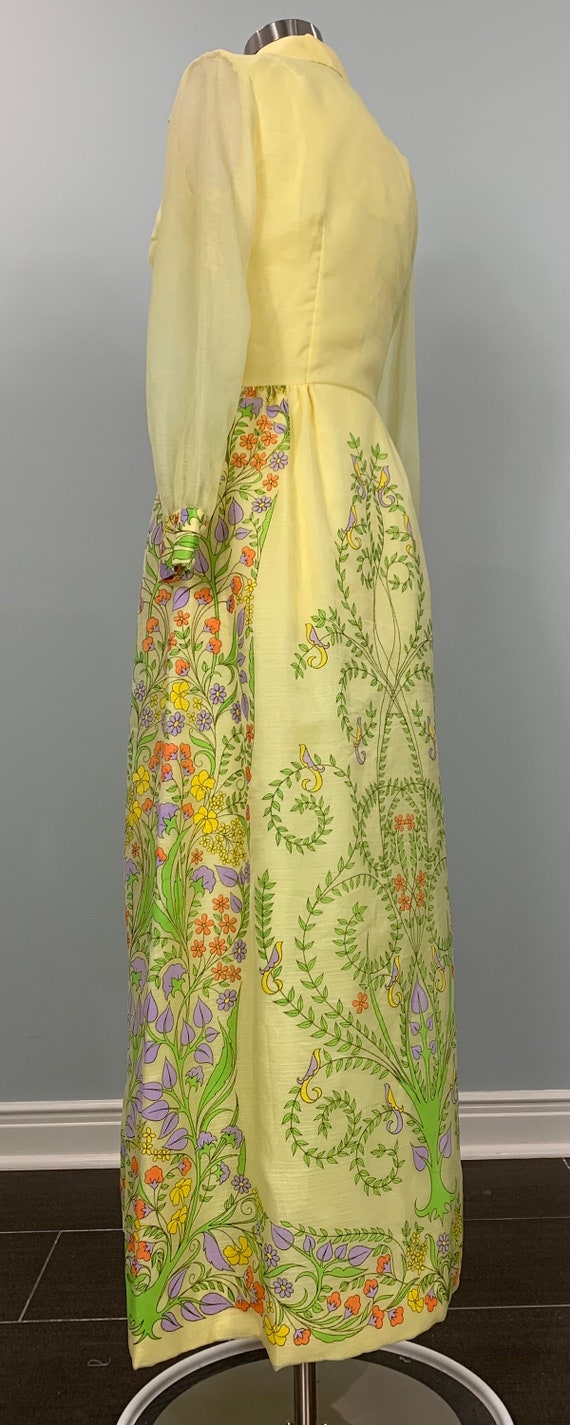 60s Alfred Shaheen Yellow Maxi Dress - 1960s Host… - image 7