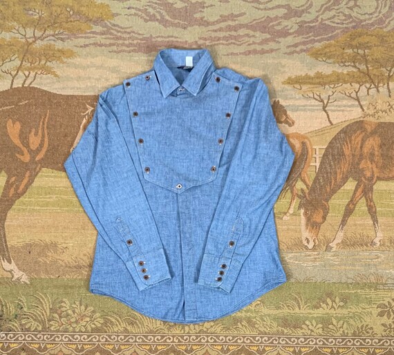 Chambray Western Bib Cowboy Shirt by Levi's - Men… - image 8