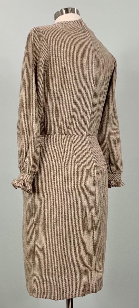 Brown and Beige Stripe Wool Wiggle Dress - Size 4… - image 7