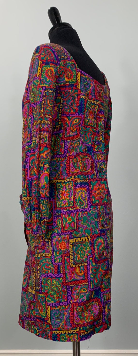 Multicolor Paisley and Floral Mod Shirtdress - Si… - image 6