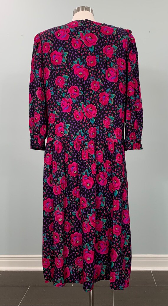 Black and Hot Pink Drop Waist Floral Dress by Lan… - image 8