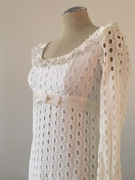 Cotton Wedding Dress 60s 70s Vintage - Eyelet Dre