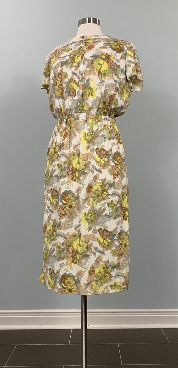 Beige and Yellow Floral Secretary Dress by Sacony… - image 3