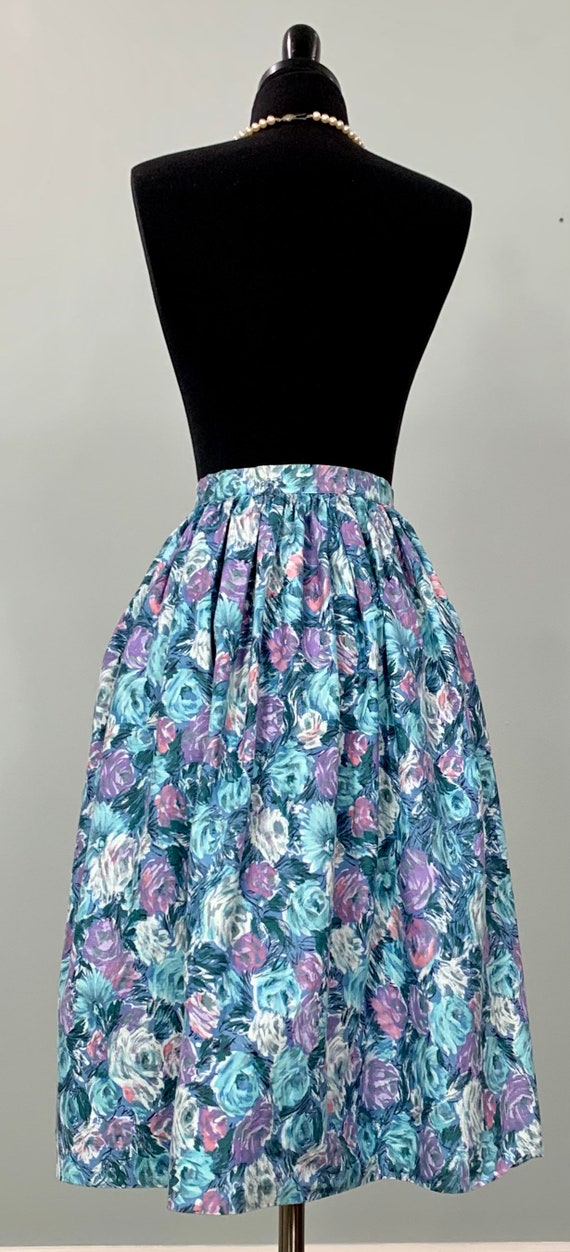 Blue and Purple Floral Circle Skirt - Size 00 - 5… - image 8