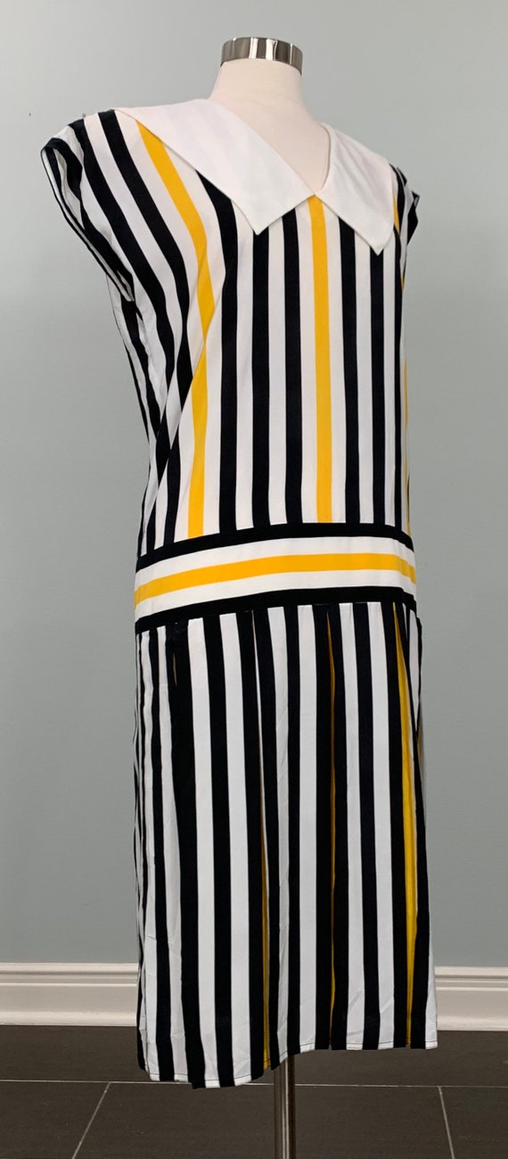 White and Black Stripe Drop Waist Dress by Maggy … - image 2