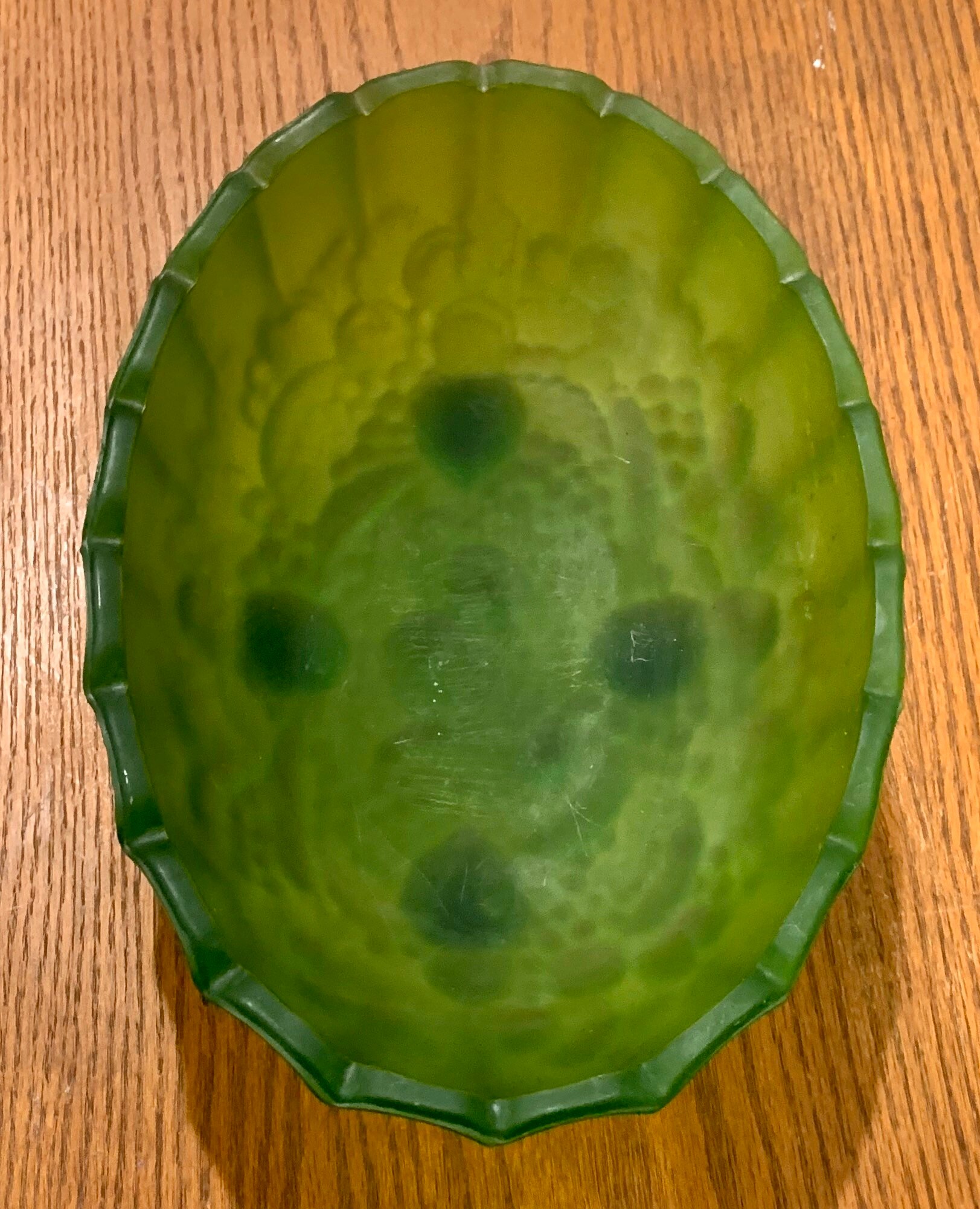 Vintage Frosted Green Footed Oval Bowl Floral Arrangement Etsy