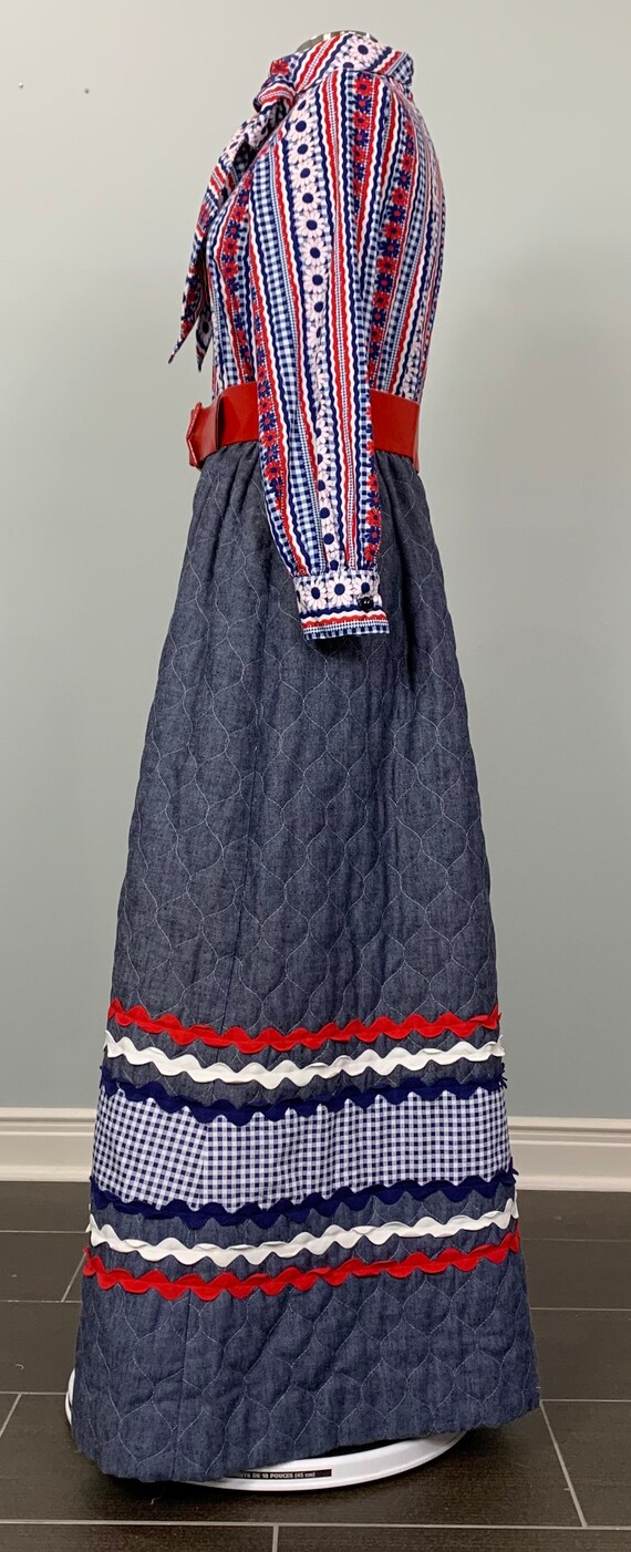 Blue White and Red Quilted Maxi Dress by Howard W… - image 5