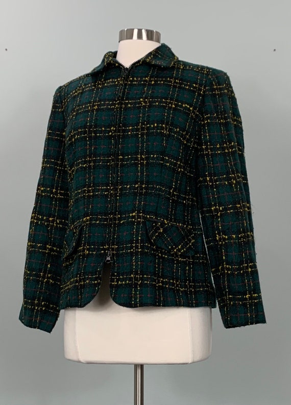 Hunter Green and Red Plaid Blazer by Sag Harbor -… - image 3