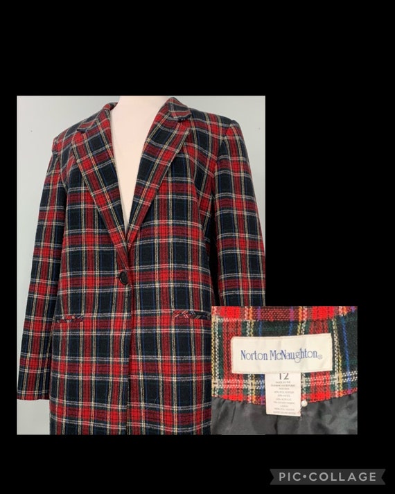 Black Multicolor Plaid Blazer by Norton McNaughto… - image 9