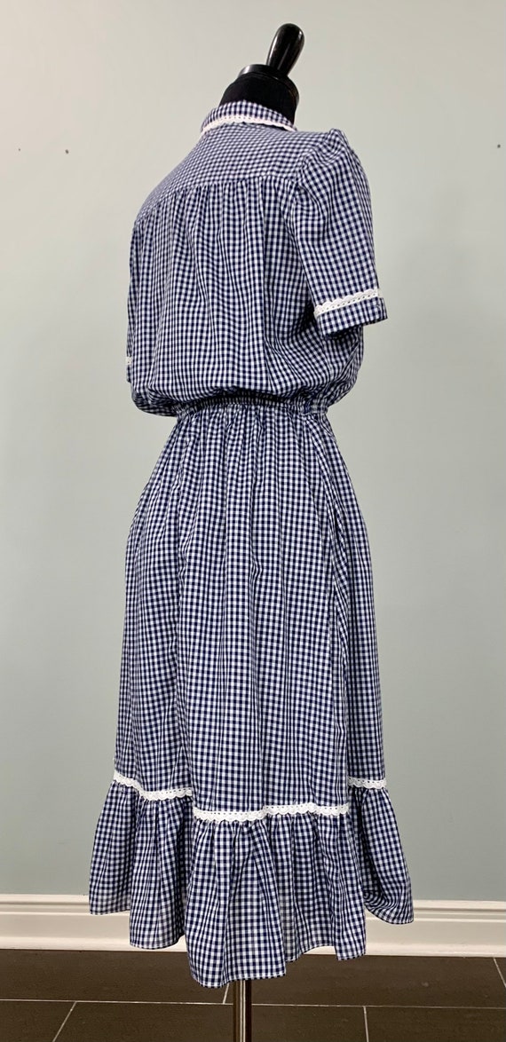 Blue and White Gingham Fit and Flare Dress - Size… - image 7