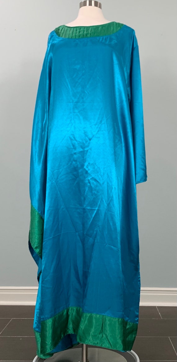 Blue and Green Kaftan with Pleated Neckline - OSF… - image 3