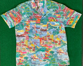 Colorful Floridian Men's Shirt by D'Gala - Men's Size Medium - 60s Multicolor Floridian Resort Shirt