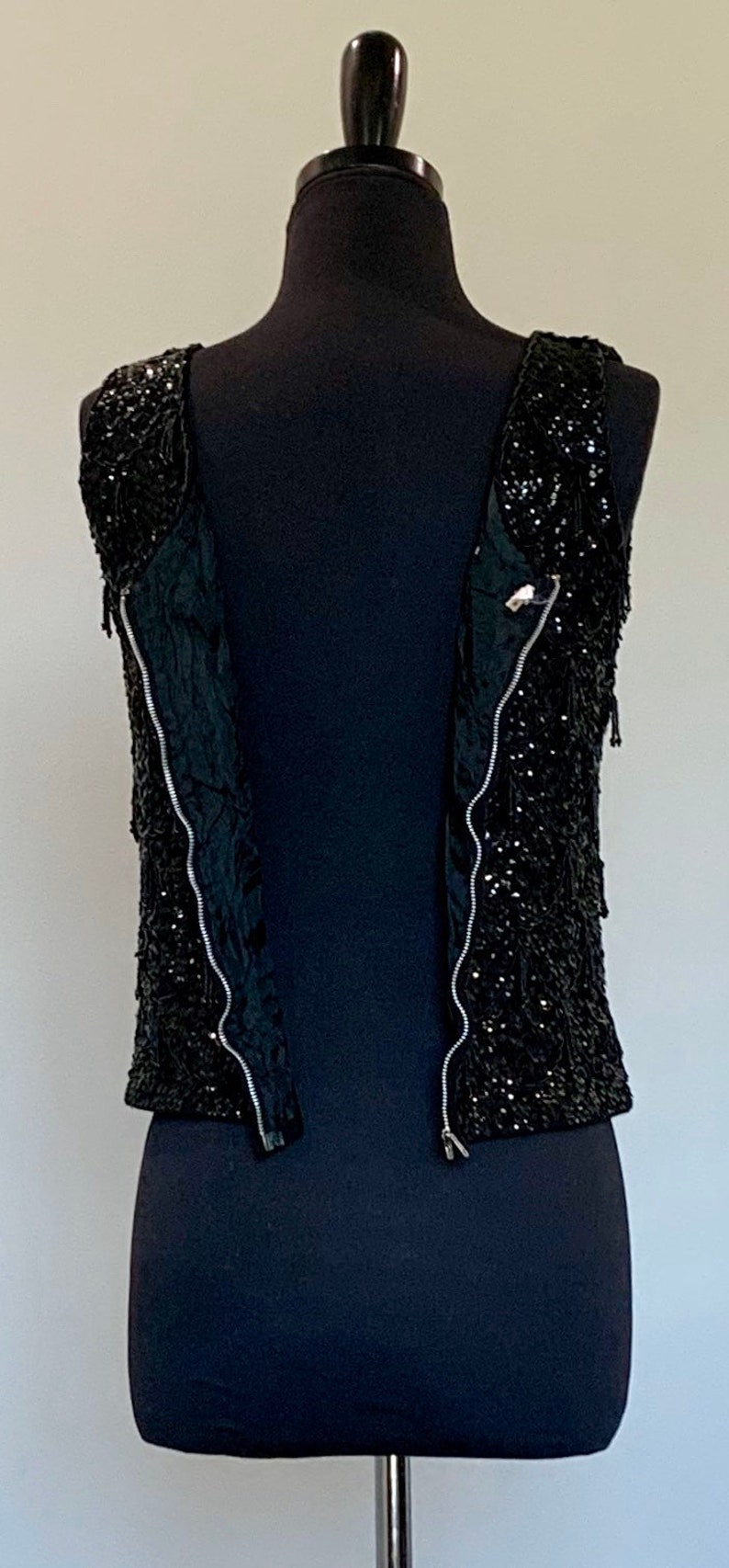 Vintage Black Beaded Sequin Wool Sweater Sleeveless Beaded | Etsy
