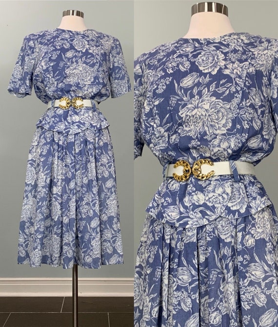 Blue and White Floral Dress by Stuart Alan - Size… - image 1