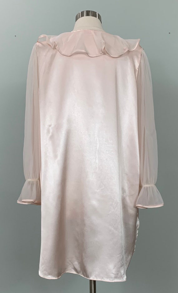 Pink Long Sleeve Chiffon Night Shirt by Scaasi - … - image 8