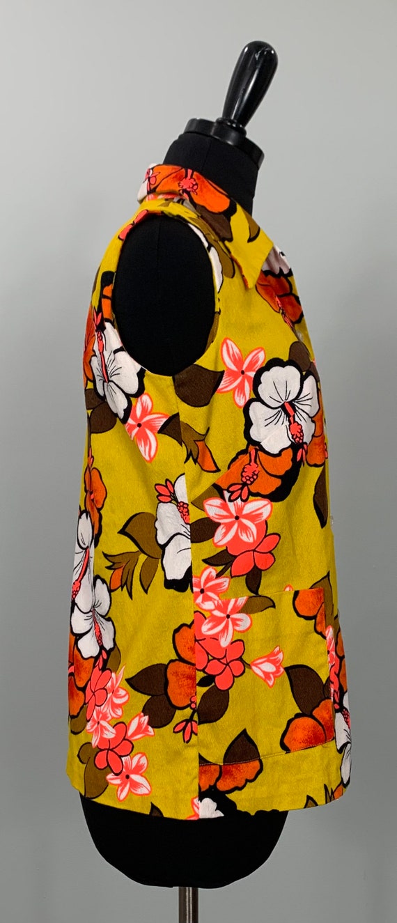 Mod Yellow White and Neon Sleeveless Floral Top b… - image 6