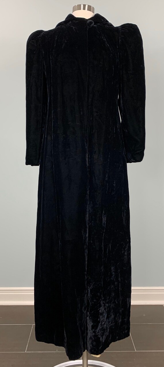 1940's Black Velvet Floor Length Hooded Opera Coat