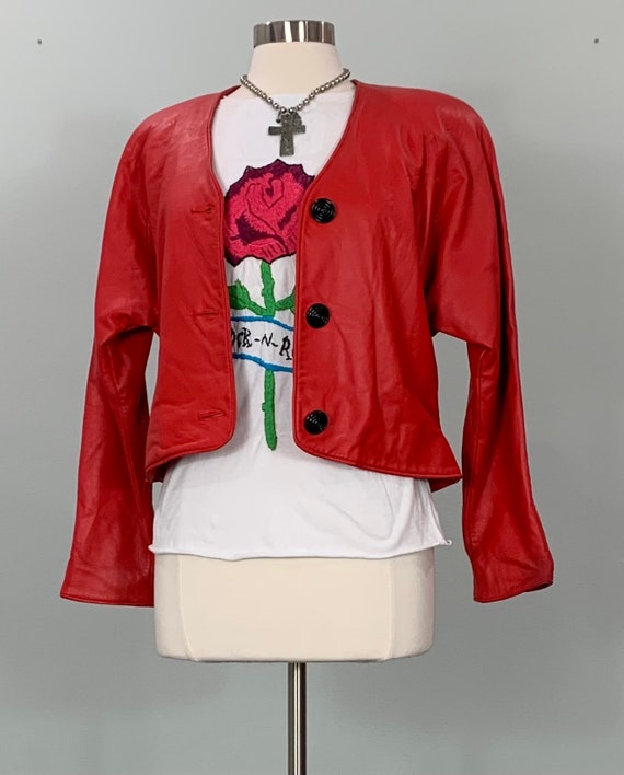 80s red leather jacket - Gem