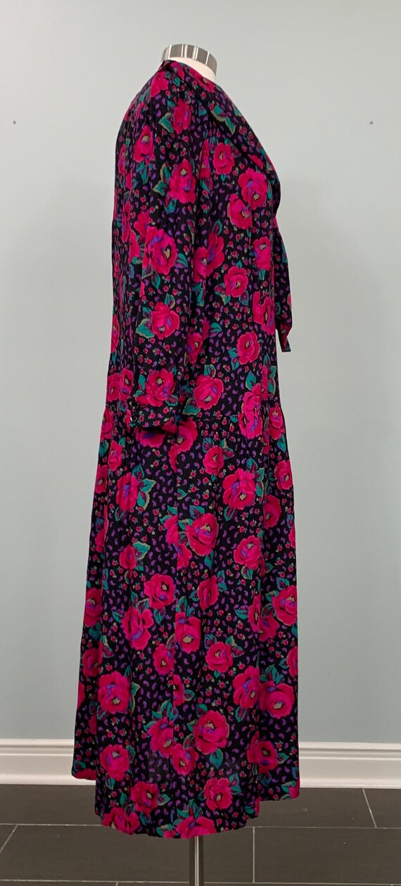 Black and Hot Pink Drop Waist Floral Dress by Lan… - image 4