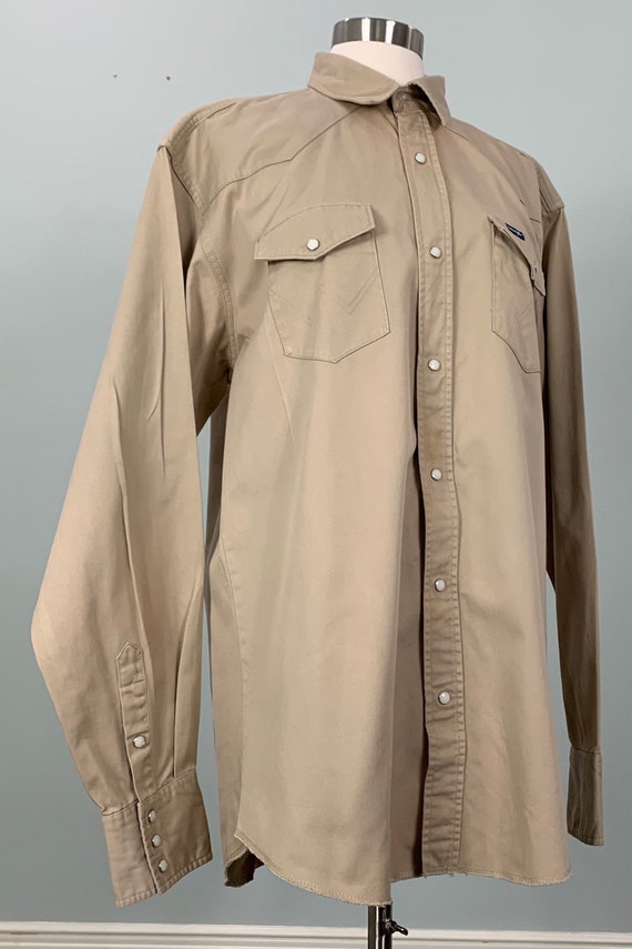 Tan Long Sleeve Pearl Snap Western Shirt by Wrang… - image 2