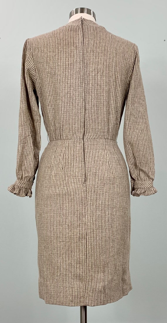 Brown and Beige Stripe Wool Wiggle Dress - Size 4… - image 8