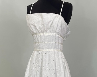 1980s Gunne Sax White Eyelet Backless Dress - Size 00/0