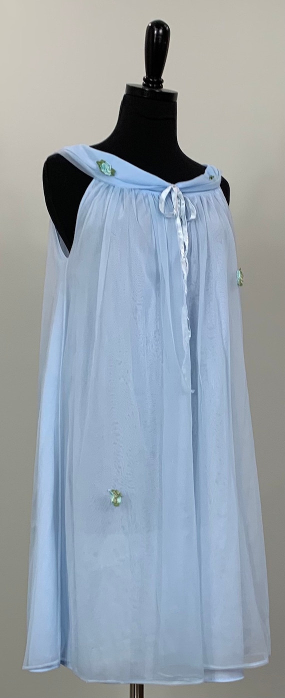 1960s Radcliffe Light Blue Off the Shoulder Chiffo