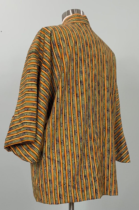 Olive Green and Orange Striped Kimono Jacket - OS… - image 5
