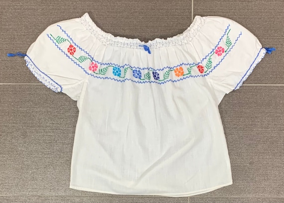 White Multicolor Embroidered Cropped Shirt - Size… - image 9