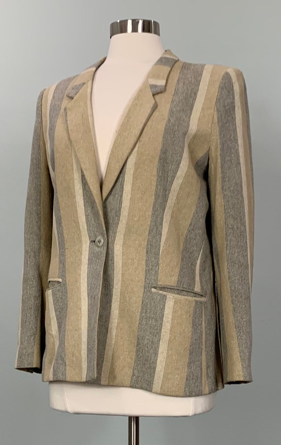 Beige and Gray Striped Blazer by SIR for Her - Si… - image 3