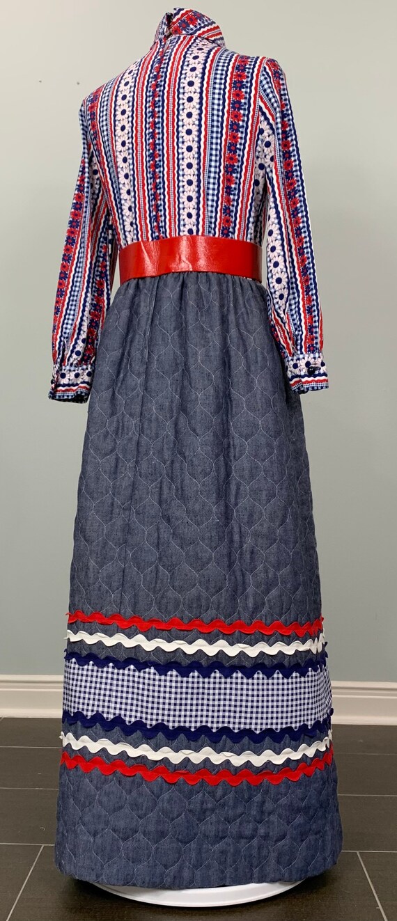 Blue White and Red Quilted Maxi Dress by Howard W… - image 7