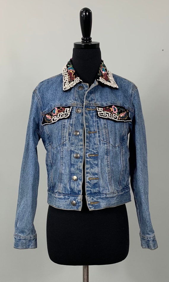 Embellished Blue Jean Jacket - Size 4/6 - Vintage 