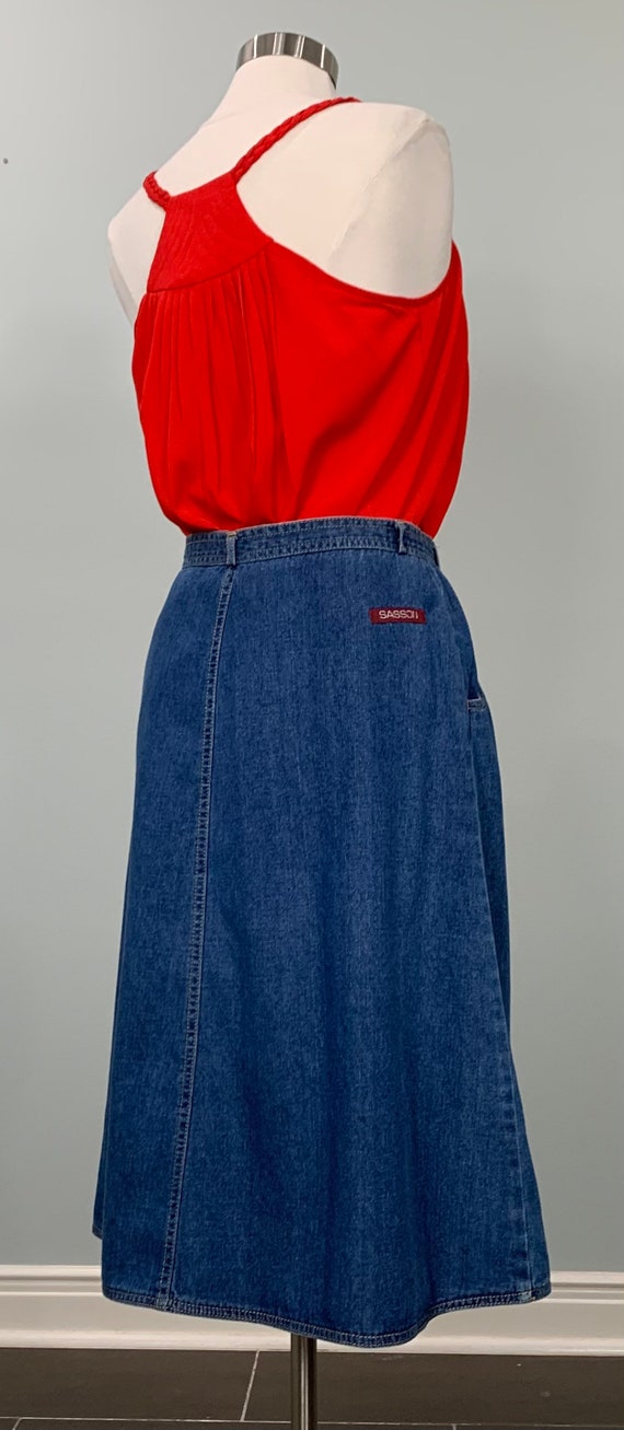 1980s Sasson Jeans Blue Jean A-Line Skirt - Size 6