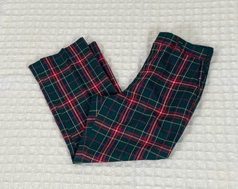 Vtg 70s Sears Kings Road Plaid Red Trousers Pants 34x29 Mens Retro