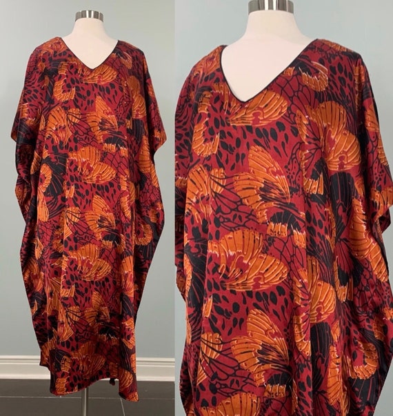 Red and Orange Butterfly Kaftan - OSFM - 90s Orang