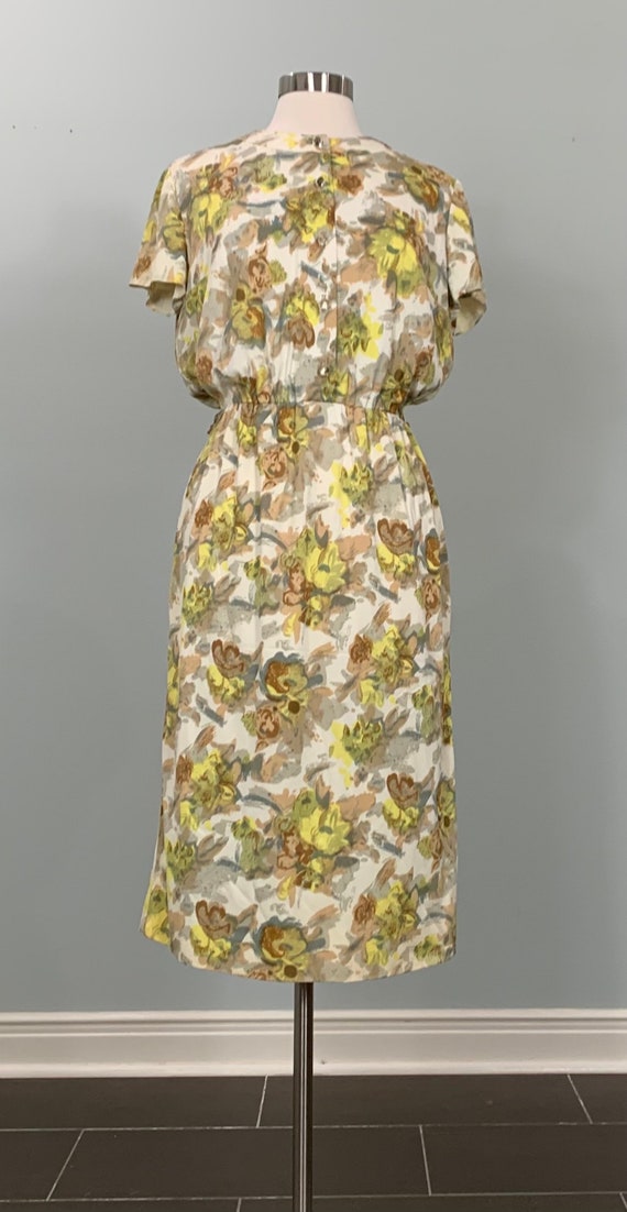 Beige and Yellow Floral Secretary Dress by Sacony… - image 2