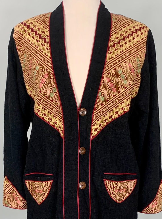 Black and Beige Boho Southwest Blazer - Size 12/14