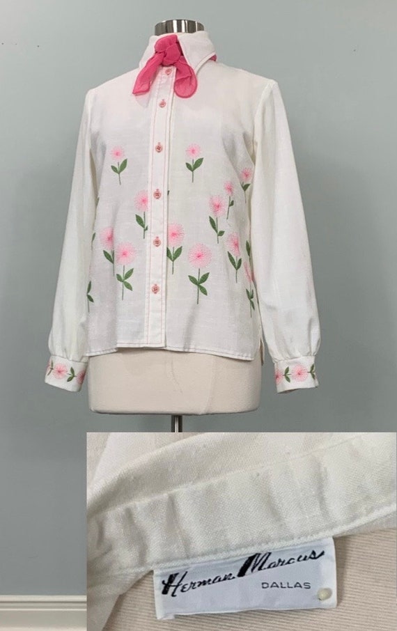 Embroidered Floral Blouse by Herman Marcus of Dal… - image 10