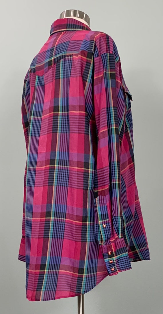 Vintage Karman Pink Plaid Western Shirt -  Pink P… - image 4