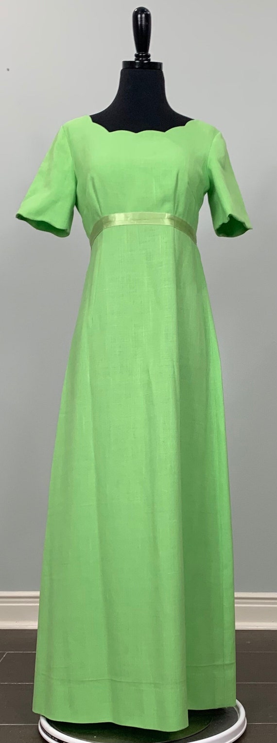 Green Maxi Bridesmaid Dress - Size 4/6 - 1970s Lig