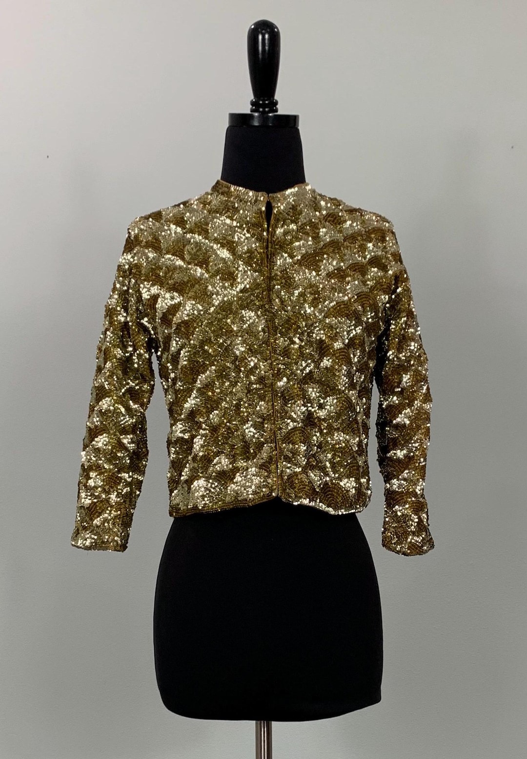 Sequin Inverted Notch Collar Cardigan in Clay main image 1