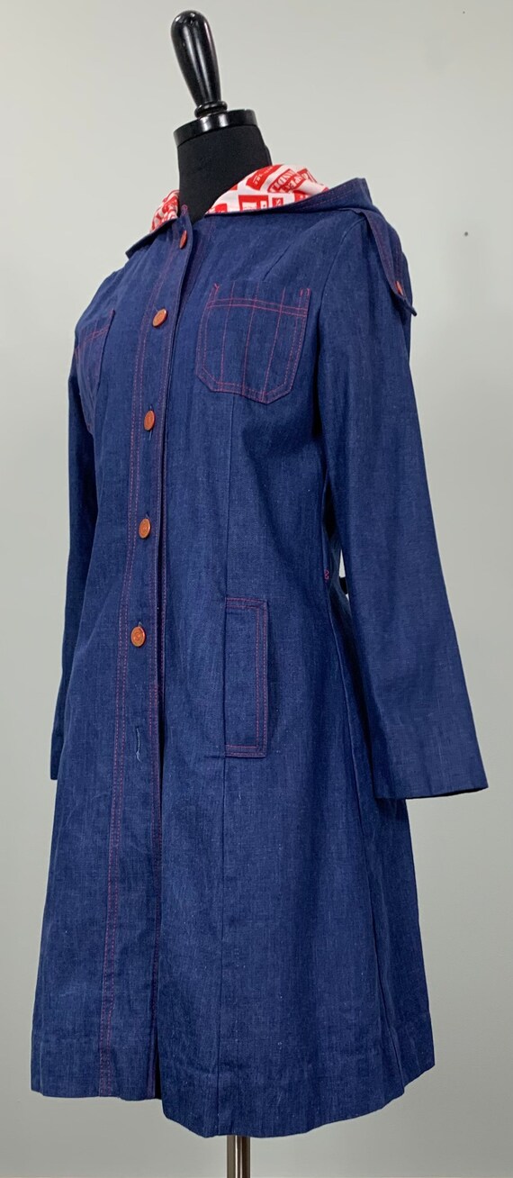 1970s Blue Jean Hooded Jacket - Vintage Denim Jac… - image 3