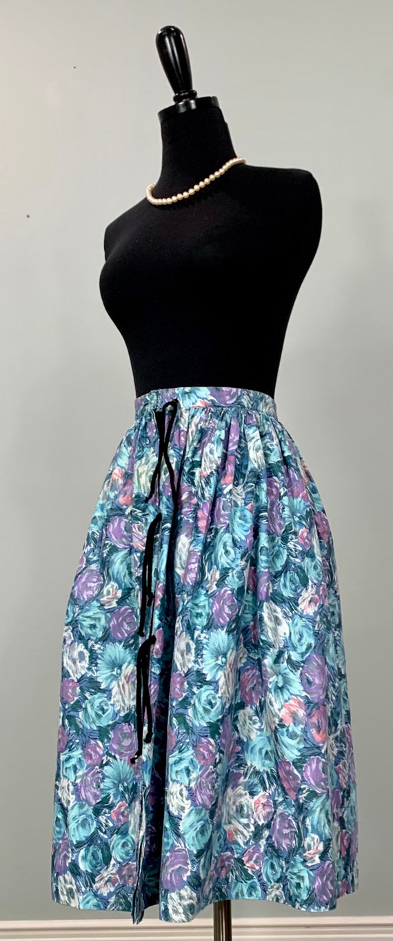 Blue and Purple Floral Circle Skirt - Size 00 - 5… - image 3