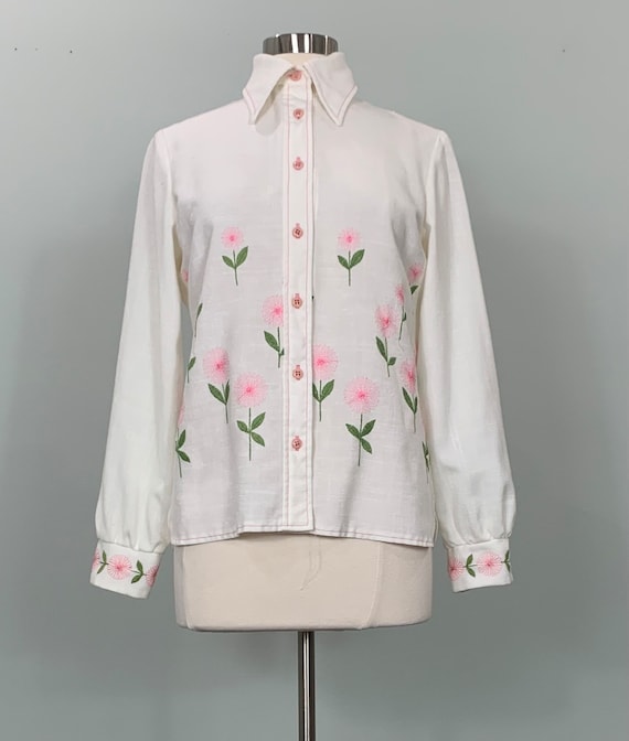 Embroidered Floral Blouse by Herman Marcus of Dal… - image 1