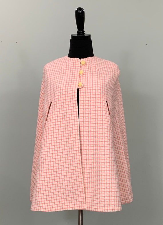 Mod White and Coral Gingham Cape - Size XXS/XS - 6